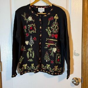 Carly St. Claire Vintage Christmas Holiday Cardigan Sweater Medium